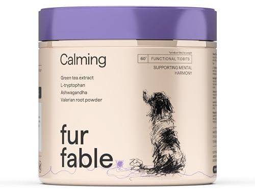 Fur Fable Hundeleckerli zur Beruhigung – Stress & Unruhe lindern – Mit Baldrian, Melisse, Ashwagandha & Leinsamen – Unterstützung von Verdauung & Immunsystem – 180g / 60 Stück