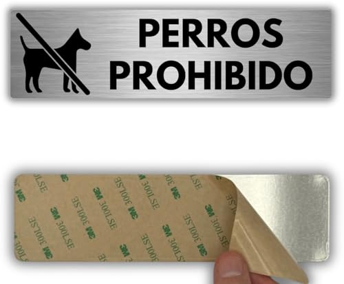 LEIASA | Señal Perros Prohibido - 5x18 cm - Grosor 0.8 mm - Aluminio - Rótulo No Se Admiten Perros - Signo Zona Prohibida para Perros - Cartel 3M - Prohibido Mascotas