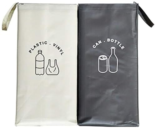 It likes Separate Recycling Waste Bin Bags for Kitchen Home Recycle Garbage Trash Sorting Bins Organizer Waterproof Baskets Compartment Container (Set of 2 Color Pack)