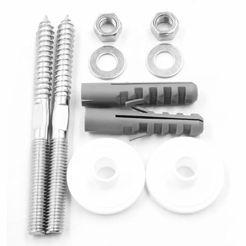 Kit Fissaggio Lavabo a Parete Ø10x100mm | 8 Pezzi con Tasselli E12, Viti Doppia Filettatura, Tappi Rondella | Montaggio Lavelli, Mini Scaldabagni, Sanitari e Impianti Idraulici 9368811