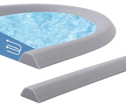 Ztowoto 200cm Joint Porte Douche Auto-AdhéSif,Joint Salle De Bain Paroi De Douche Sans Cadre Pour La SéParation Humide Et SèChe,Seuil De Douche Barrage D'Eau Pour éVier, Porte De Salle De Bain(Gris)