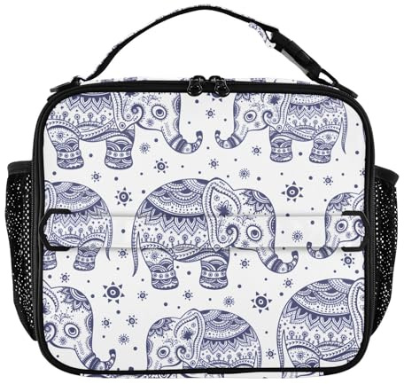 Bolsa de almuerzo clásica azul elefante, bolsa de mano para profesor, bolsa de almuerzo reutilizable, lonchera escolar