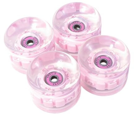 Dickly 4X Skateboardräder leuchten mit ABEC-9 608RS-Lagern Clear PU Flash Longboard Räder Ersatz, Rosa