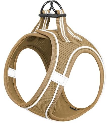 HEELE Harnais pour Chiens Harnais Rembourré en Mesh Doux pour Chiots Veste Respirant Réglable Réfléchissant Intérieur pour Marcher Courir Formation, Marron, XS
