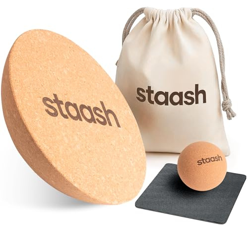 STAASH® Balance Board – Per equilibrio, fitness e riabilitazione – 100% legno – Allenamento divertente a casa e in palestra (Kit Disc)