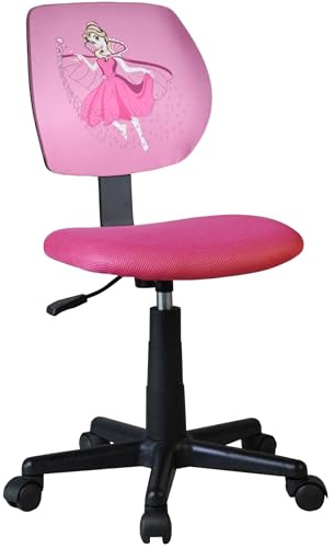 Casa Vital ZUMBINA Kinder Bürostuhl, 38x45x77-89 cm, Kinderzimmermöbel, 360° drehbar, höhenverstellbar, Stoffpolsterung, Kunststoff-Fußkreuz, 70 kg belastbar (Rosa)