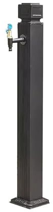 Stainless Steel Outdoor Garden Water Column Stand with Faucet Anti Rust Floor Mount Water Tap Pillar for Courtyard Antifreeze Feature Black 114cm