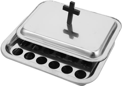 VALICLUD 1satz Edelstahl Kommunion Tray Mit Löchern Für Weingläser Multifunktionales Design Für Kirchenbedarf Und Religiöse Zeremonien Inkl Abdeckung Für Brot Und Getränke