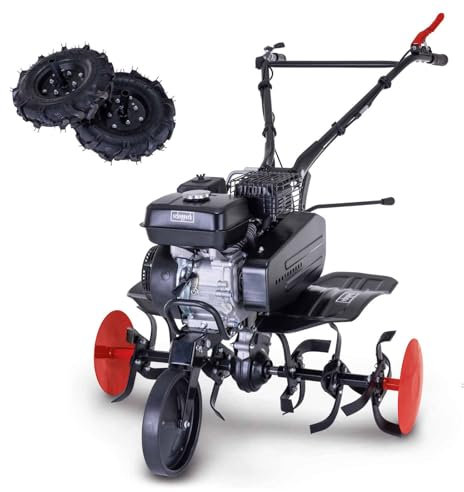 Scheppach MTP750 Benzin Motorhacke | 5,7 PS | 750mm Arbeitsbreite | 310mm Arbeitstiefe | 24 Messer/Ø 315mm | 2xVor- / 1x Rückwärtsgang | Bodenfräse | Erdfräse | Gartenfräse + Fahrvorrichtung/Räder