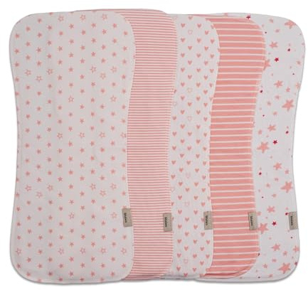 Maiwamita Paquete de 5 paños para eructos para bebés, niños y niñas, suaves, absorbentes, para bebés, recién nacidos, toallas para bebés, unisex, grandes, 47 x 22 cm (multicolor, 3 estampados, 5