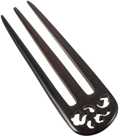 VICASKY Épingles à Cheveux Sculptées Vintage en Matériau Synthétique Noir Bâtonnet à Cheveux à 3 Pointes Solide Femme Usage Quotidien