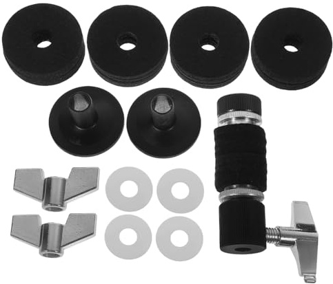 LRXIYODE Juego de Accesorios para Batería Almohadilla de Fieltro Negro y Soporte de Platillos, Fácil Reemplazo y Material Resistente para Bateristas