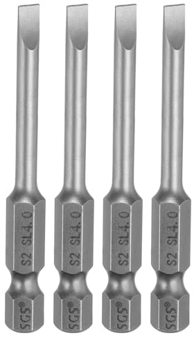 QUARKZMAN 4pcs Embouts Tournevis À Fente SL4 Pointe À Fente 4mm Tige Hexagonale 1/4 Longueur 65mm (2.56) Magnétique À Tête Plate Acier S2 Pour Perceuse Tournevis