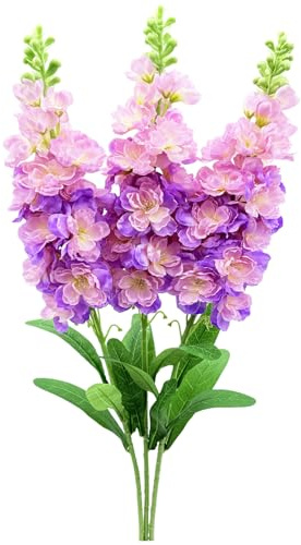 LILOCOO 3PCS Purple Artificial Delphinium Flowers