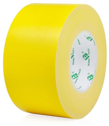 BOMEI PACK 1 Roll Light Yellow Duct Tape Reinforced 75mm x 50m Heavy Duty Gaffer Tape for Ducts Fixing Repairing Bundling,craft DIY Labeling Floor Marking Carpet Edge Seaming Boxes Sealing
