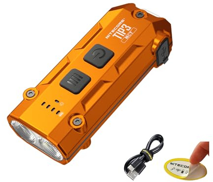 Nitecore TIP3 Schlüsselanhänger-Taschenlampe, wiederaufladbar, 720 Lumen, 3 Farbtemperaturen, EDC-Licht, USB-C mit Taschenclip, Orange