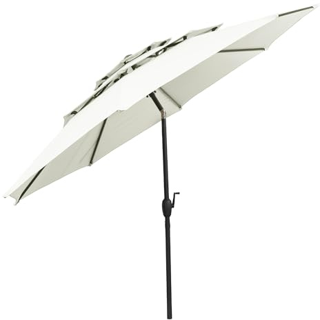 RELAX4LIFE Ombrellone da Giardino 3x3M, Ombrellone Parasole con Manovella Manuale, Inclinazione Regolabile, Palo in Alluminio, Ideale per Spiaggia, Parco, Cortile (Bianco, M1)