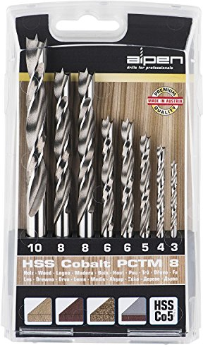 ALPEN Set di punte per trapano HSS Cobalt PCTM 8 (8 pezzi, Ø 3,00-10,00 mm, 5% cobalto, resistente al calore fino a 650 °C, punte elicoidali, assortimento di trapano) 006330008100