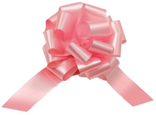 Genrico Coccarde Autotiranti Rapid Svelto per Nascita Bimba, Nastro Cotone, 50 Pezzi, Larghezza 3,1 cm, Diametro Fiocco 12 cm, Compatibile con Carta Plastica Tessuto, Rosa