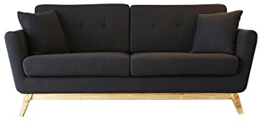 CONCEPT USINE - Canapé Scandinave Höga Gris Anthracite 3 Places + 2 Coussins - Canapé Moderne Design Droit en Tissu avec Accoudoirs - Coussins D'Appoint, Dossier, Assise Déhoussables - Largeur 190 cm