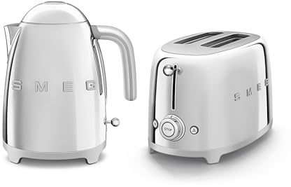 Smeg KFL03SSUK & TSF01SSUK – Bouilloire chromée et grille-pain à deux tranches – Modèle bouilloire 2017