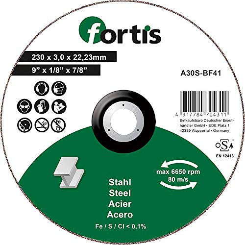 Forti Disque à tronçonner droit en acier 230 x 3,0 mm, Disque pour Meuleuse