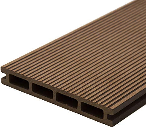 HORI WPC-Terrassendiele Komplettset Hohlkammer Komplettbausatz Terrassenplatten Premium Terrassenboden Garten I Fläche: 5 m² I 4,20 m Dielenlänge I Braun