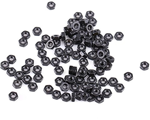 Dadi in zinco nero, 100 pezzi M2-M5 Filettatura metrica in acciaio al carbonio zincato nero Dadi esagonali esagonali M2, M2.5, M3, M4, M5, ottimo ricambio(M2.5)