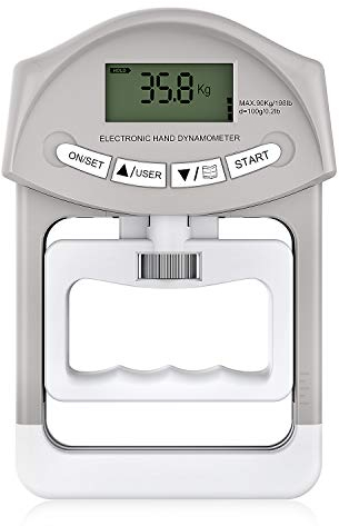 Kuptone Dinamometro Elettronico a Mano, 90 kg, Portata di Capacità 200 kg, con 19 Set di Dischi Individuali