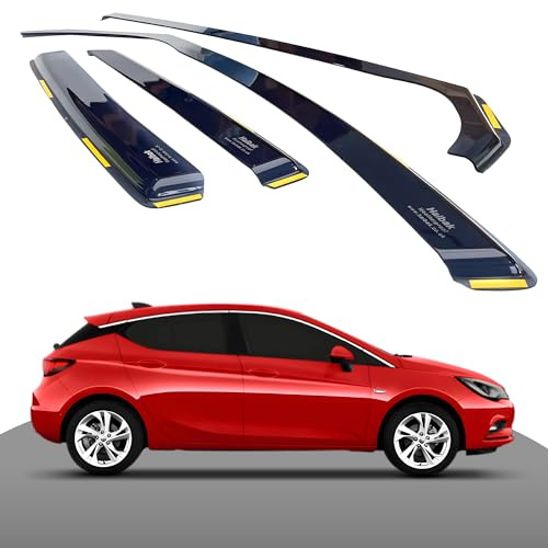 Haibak – Wind Deflectors Set Compatible with Vauxhall Astra J MK6 Hatchback (2009-2016) – 4 Door – 4pcs Tinted In-Channel Fit