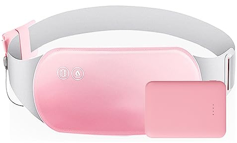 FONPOO Perioden Wärmegürtel für Krämpfe, wiederaufladbares Heizkissen | 3 Temperaturmodi,3 Massage-Vibration, USB, waschbar, tragbar, für Rücken,Bauch bei Periodenschmerzen