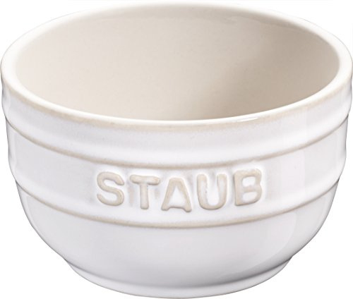 STAUB Keramik Dessertschale Auflaufform Förmchen, rund, 6er Set Elfenbeinweiß 8 cm