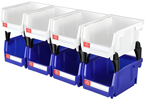Pe&Hui Storage Organizer Bins,Wall Mount Storage Parts Rack,Stackable Shop Tool Bins for store Screws,Small Parts,Office Supplies and other Accessories(8 Pack)