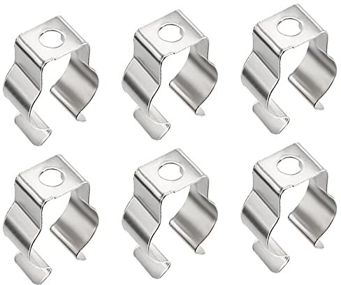 QUARKZMAN T5 LED Tubo Clip x 20pz U Clip Supporto Staffa Montaggio Accessori per Fissaggio Leggero Tubi, [Argento Tono, Nichelato]