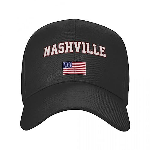 OLIKED Baseball Mütze Nashville Amerika Flagge USA Vereinigte Staaten Stadt Sonnenschutz Verstellbare Outdoor-Mützen Bedruckte Mode Hüte