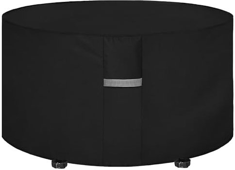 Dokon Garden Furniture Covers Waterproof Heavy Duty Oxford Fabric Garden Table Cover with Air Vents, Windproof Anti-UV Outdoor Table and Chairs Cover, Patio Set Covers, Round (Ø102x71cm) - Black