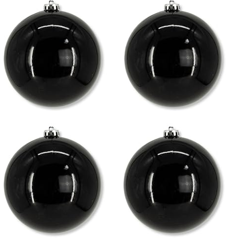 Weihnachts-Kugel XXL Ø 15cm - 4 Stück schwarz glänzend Christbaumschmuck Deko Kugel