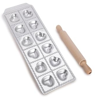 Imperia Raviolamp Linie Classica. Ravioliformen. 100% Made in Italy. Zubehör für Nudelmaschinen. Aluminium-Nudelschneider für frische Pasta. Mit Nudelholz.