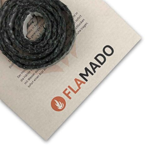 Feuerfest 123 - Ofendichtschnur Selbstklebend Flach 16x2 mm x 4 Meter, Ofen-Dichtungsband für Kaminofen, hitzebeständig bis 500 °C, Glasgewebe, Abdichtung für Kamine & Öfen, reißfest
