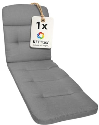 KETTtex EXKLUSIV Auflage Rollliege grau I Gartenliege Polster 200x65x9cm I hochwertige & Pflegeleichte Liegenauflage I Wetter- & formbeständige Liegen-Auflage I KTH3 Liegestuhlauflage