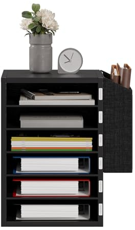 Unionly, Literatur-Organisation, Papier-Aufbewahrungsfach, Büro-Schreibtisch-Akten-Organizer, Schreibtisch-Holzbriefkasten für Lehrer, Klassenzimmer, 6 Etagen, verstellbarer Postsortierer, Briefkästen