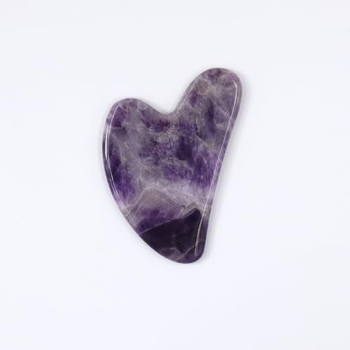 Persönliches Amethyst Gua Sha Massage-Set - Doppelkopf-Jade-Roller, Herzförmige Amethyst Gua Sha Platte, Förderung der Blutzirkulation und natürlichen Heilung