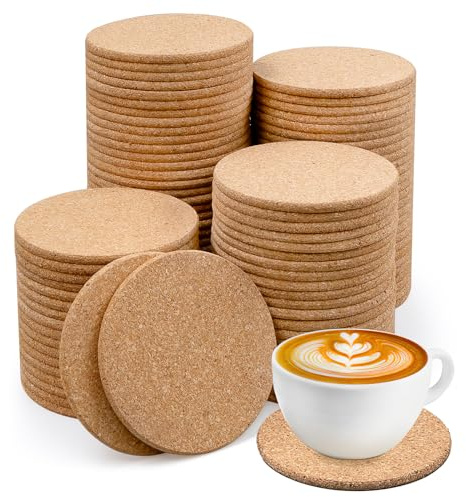 Korkuntersetzer für Getränke, 9 cm dick, rund, saugfähig, blanko, für Weingläser, Tassen, Kaffeetassen, Büro, Zuhause, Basteln, 100 Stück