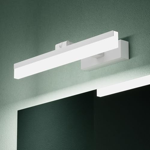 Mai & Mai Spiegelleuchte Bad 180° drehbar 40cm LED Spiegellampe Badezimmer | 6000K Wandleuchte Badezimmer, 9W Badezimmerlampe für Spiegel, klare Kaltweiß Badlampe, Sandweiß, Luxaris