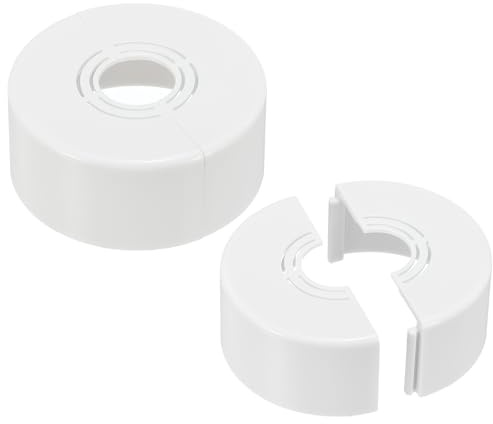 PATIKIL Rohrabdeckung Wand Split Flansch 20mm/25mm/32mm, 2 Stück Rohrmanschette 30mm dickes Zuschneidbares ABS Runde Armaturen-Abdeckung für Wasserrohrhahn Küchen Dekoration, Weiß