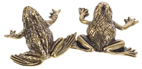 TOPPERFUN Goldene Messing Frosch Statue Figur Retro Dekoration Für Innen Hochwertige Messing Kröte Figurine Für Schreibtisch