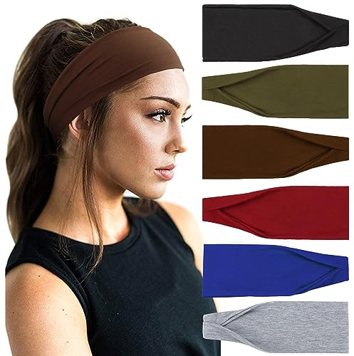 DRESHOW 6 Paket Pannband för Kvinnor Breda Elastiska Hårband Head Wrap Hårtillbehör