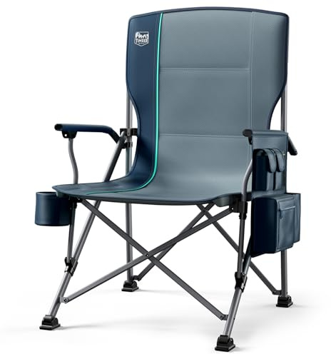 TIMBER RIDGE Campingstol, vikbar, XXL, 230 kg, högt ryggstöd, fällstol, bärbar med mugghållare, hårt armstöd, fiskestol för camping, picknick, trädgård, balkong