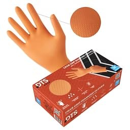 DTS Crab Grip Diamond Gloves, Textured Grip, Orange, 50 Gloves per box (Extra Large)