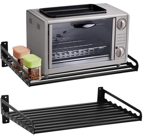 Estante de pared para microondas, estante de 23.6 x 15.6 pulgadas para horno eléctrico, ollas de cocina y almacenamiento de sartenes